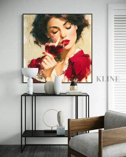 A Sip of Scarlet - Hand Painting