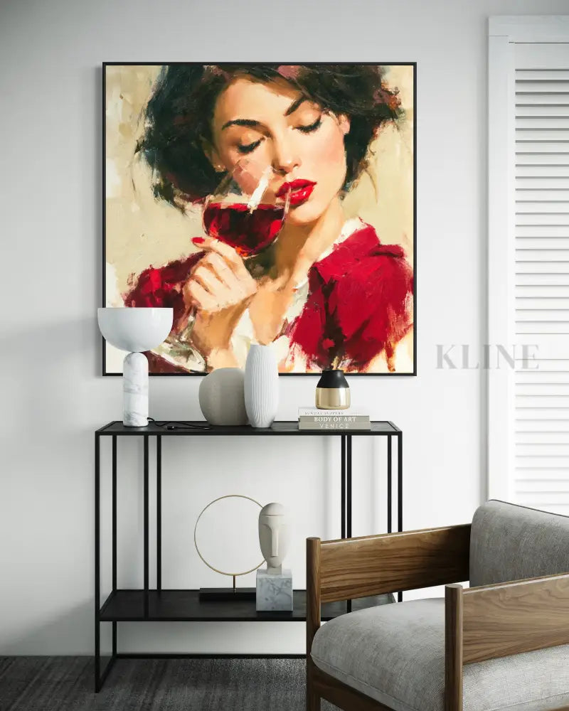 A Sip of Scarlet - Hand Painting Weinkunst