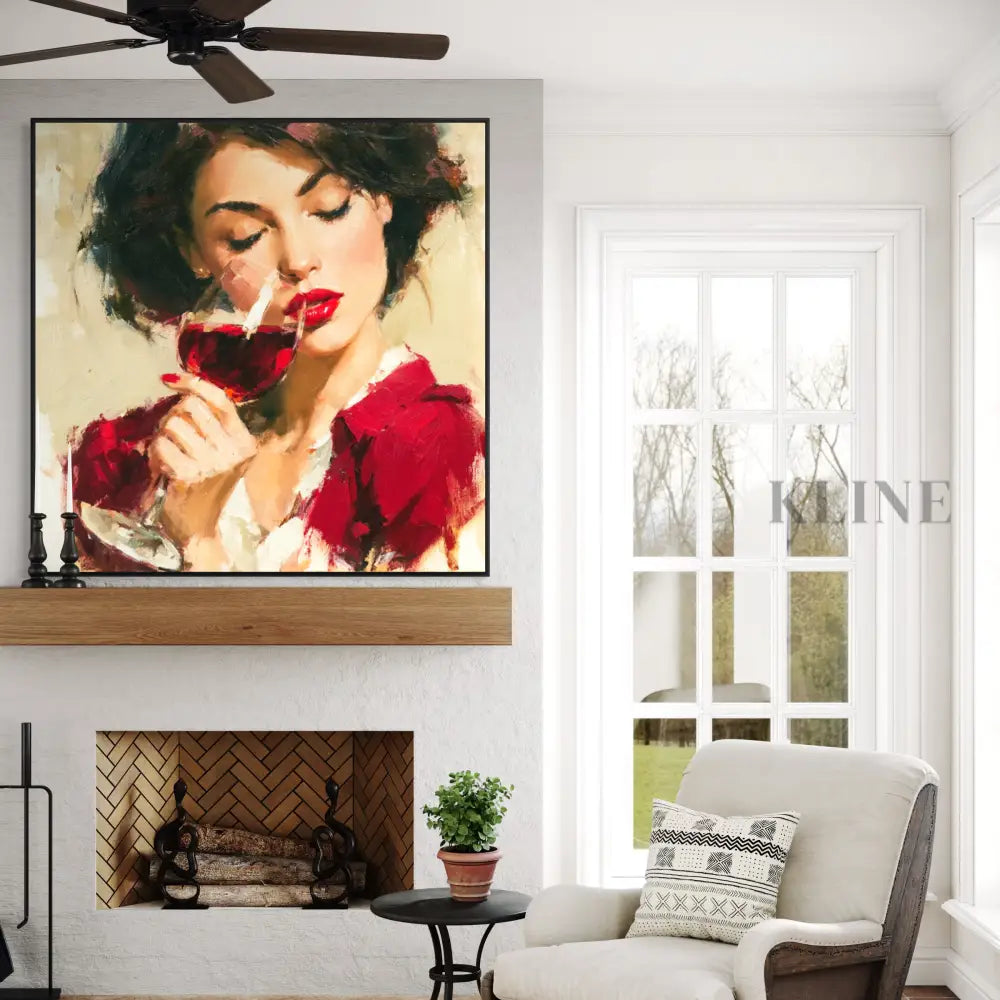 A Sip of Scarlet - Hand Painting