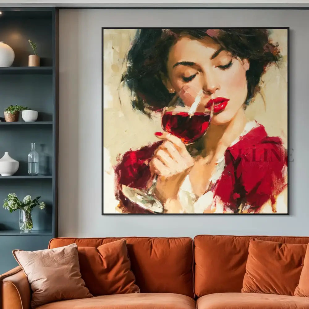 A Sip of Scarlet - Hand Painting