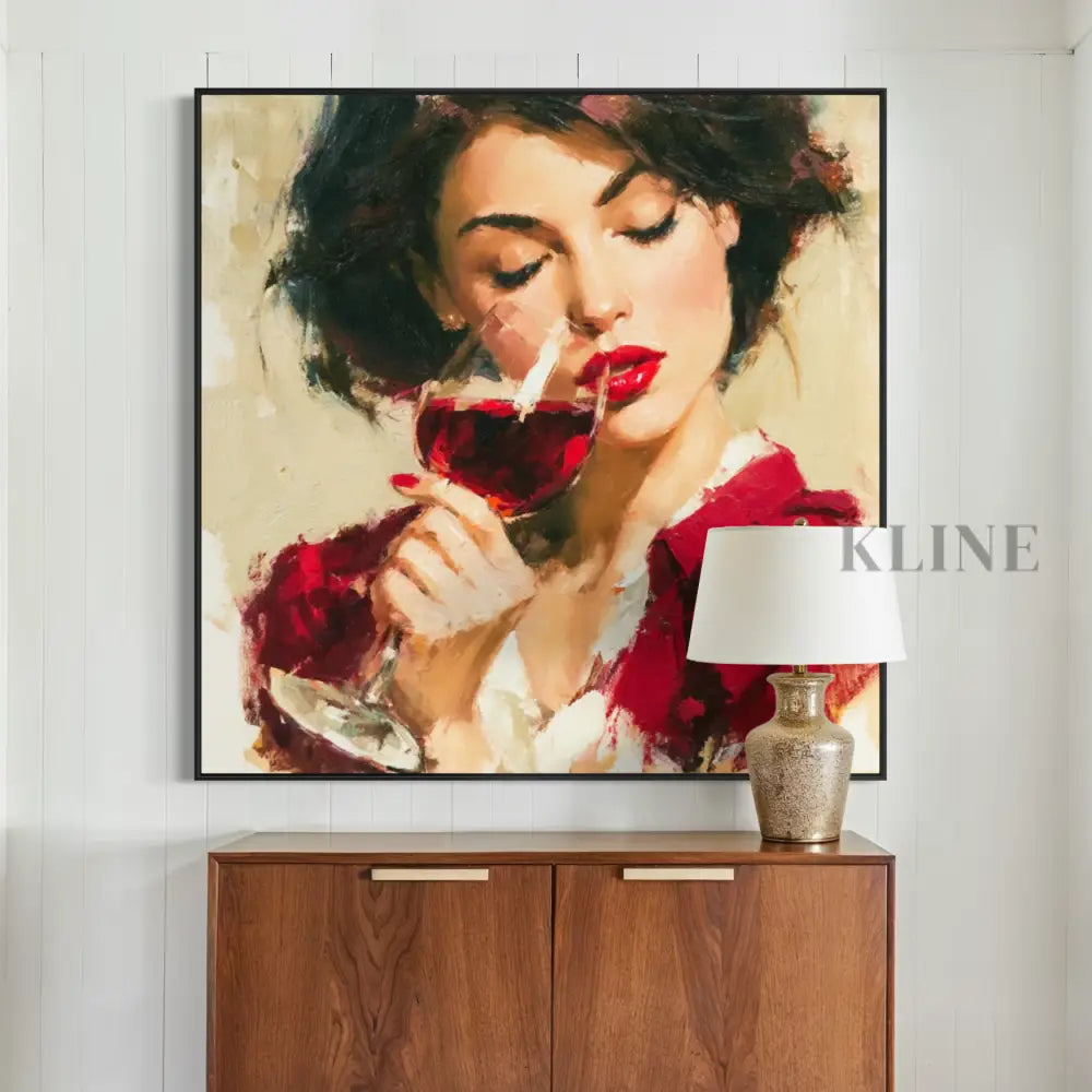 A Sip of Scarlet - Hand Painting