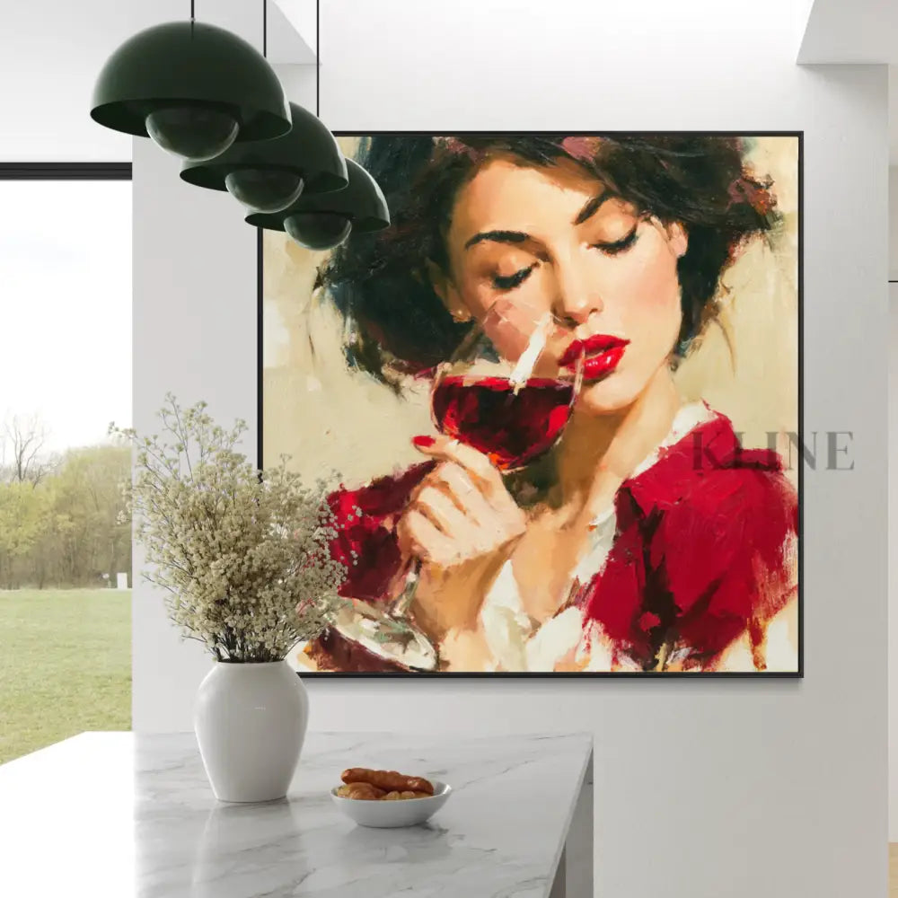 A Sip of Scarlet - Hand Painting