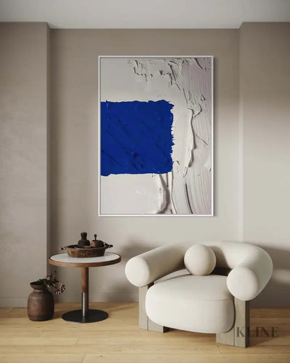 A White and Blue Canvas - Hand Painting