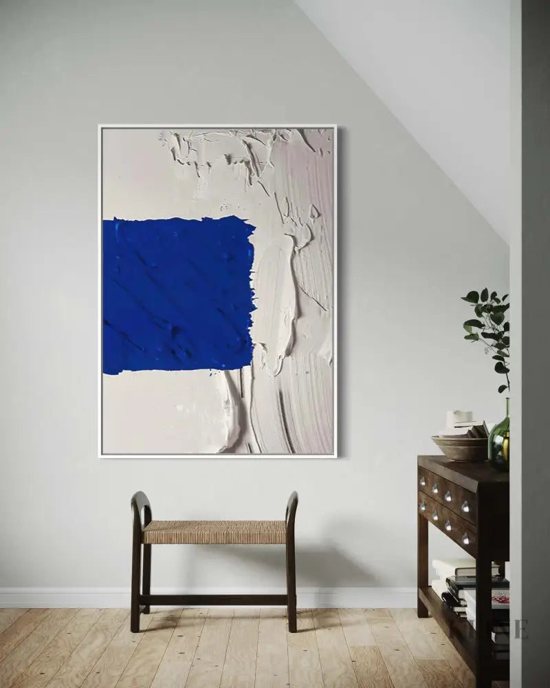 A White and Blue Canvas - Hand Painting