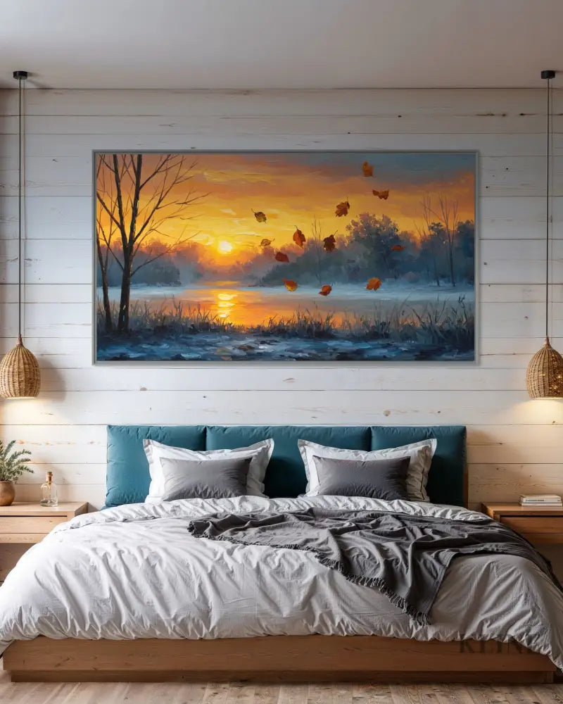 A Winter Awakening - Hand Painting Sonnenaufgangsgemälde