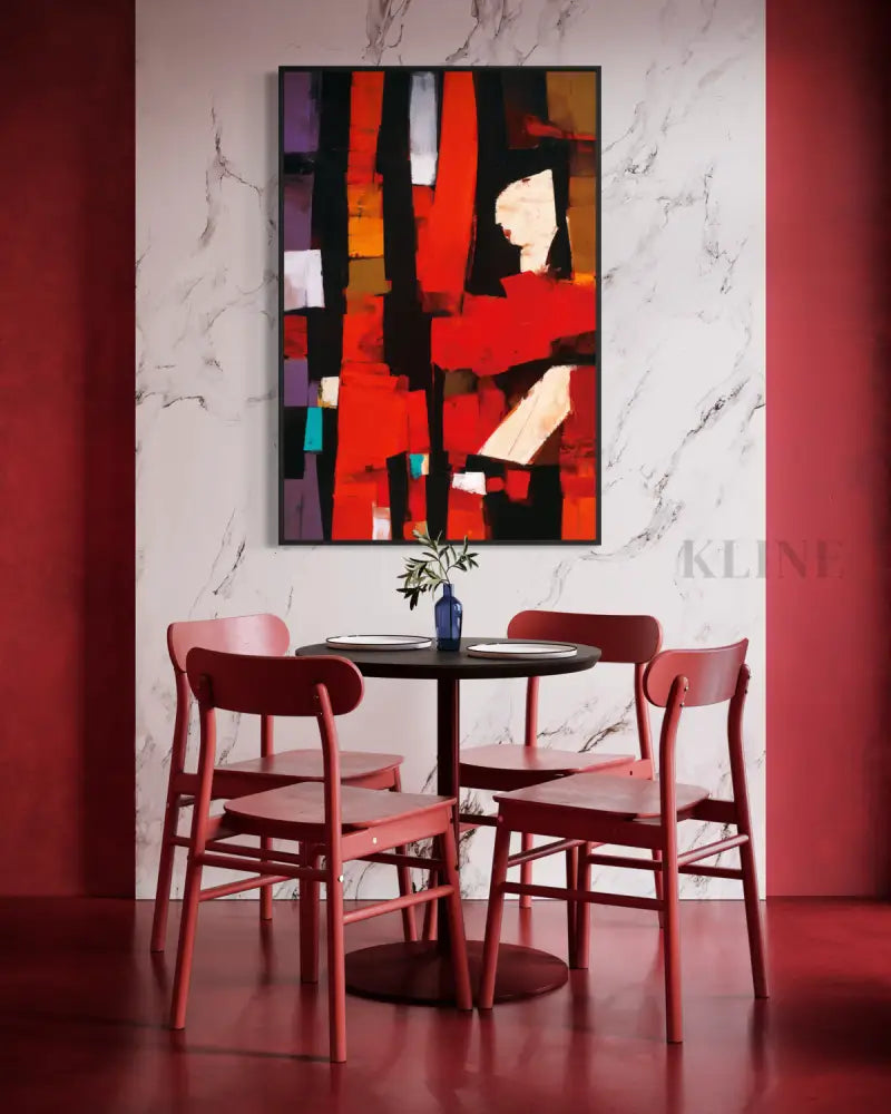 Abstract Crimson Architecture - Hand Painting