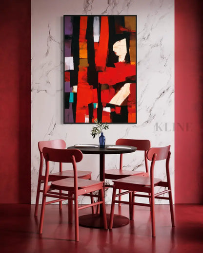 Abstract Crimson Architecture - Hand Painting