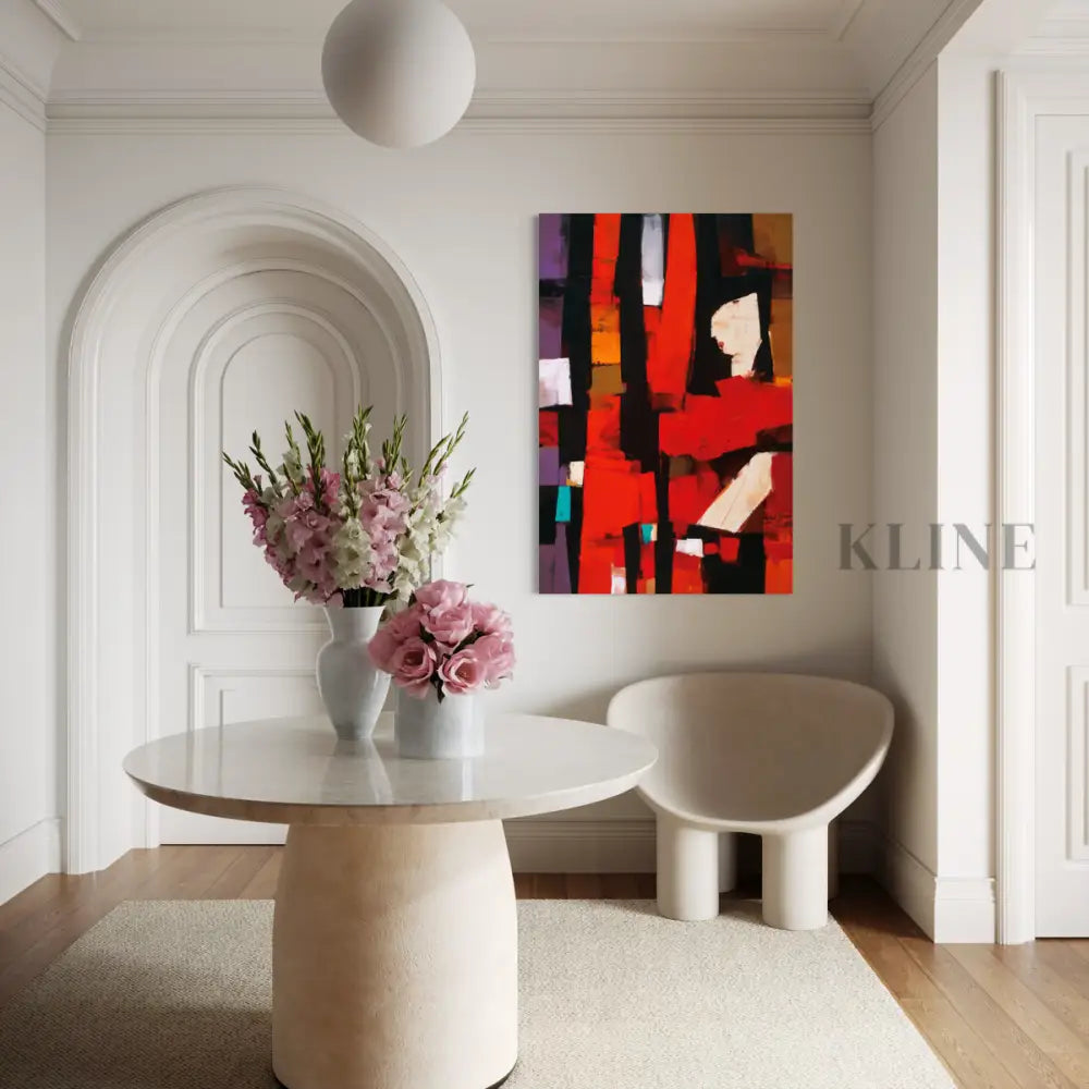 Abstract Crimson Architecture - Hand Painting
