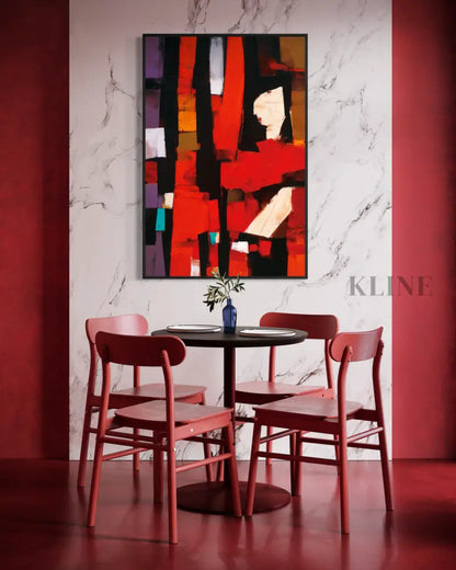 Abstract Crimson Architecture - Hand Painting