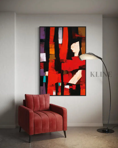 Abstract Crimson Architecture - Hand Painting