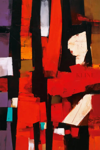 Abstract Crimson Architecture - Hand Painting