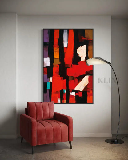 Abstract Crimson Architecture - Hand Painting