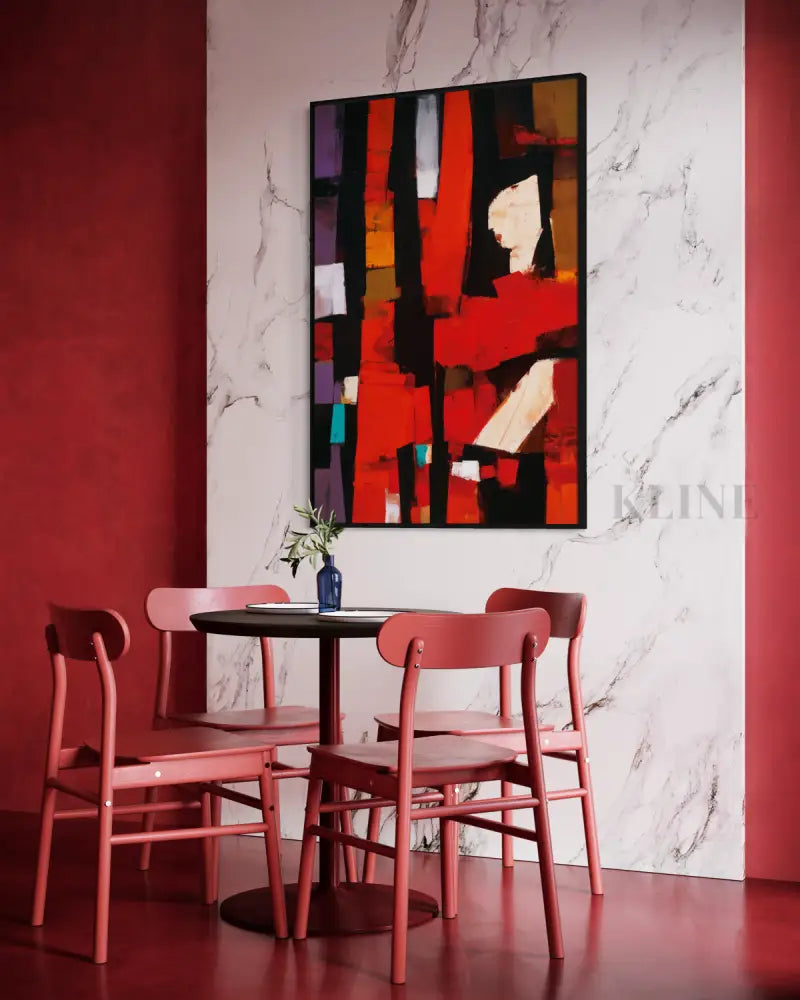 Abstract Crimson Architecture - Hand Painting