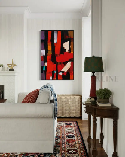 Abstract Crimson Architecture - Hand Painting