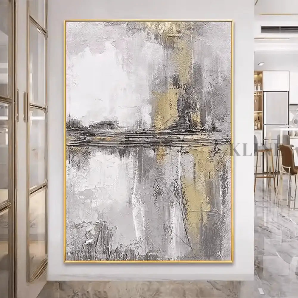 Abstract Gold and Grey - Hand Painting 
