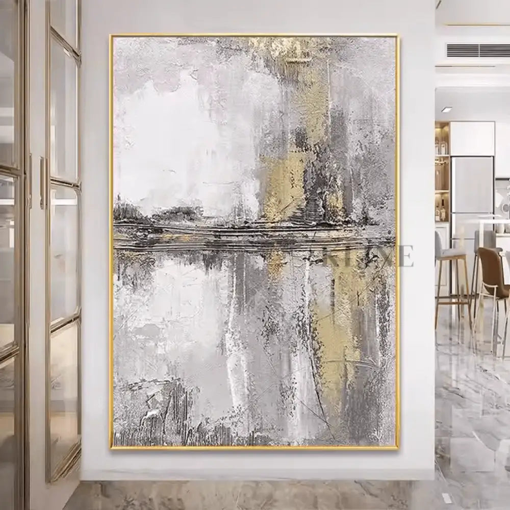 Abstract Gold and Grey - Hand Painting Large Wall Art