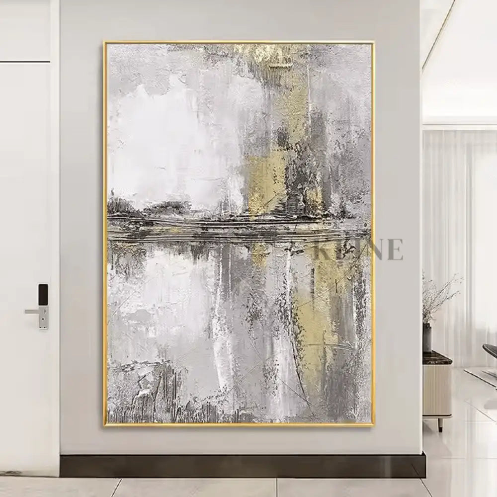Abstract Gold and Grey - Hand Painting Large Wall Art
