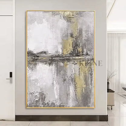 Abstract Gold and Grey - Hand Painting