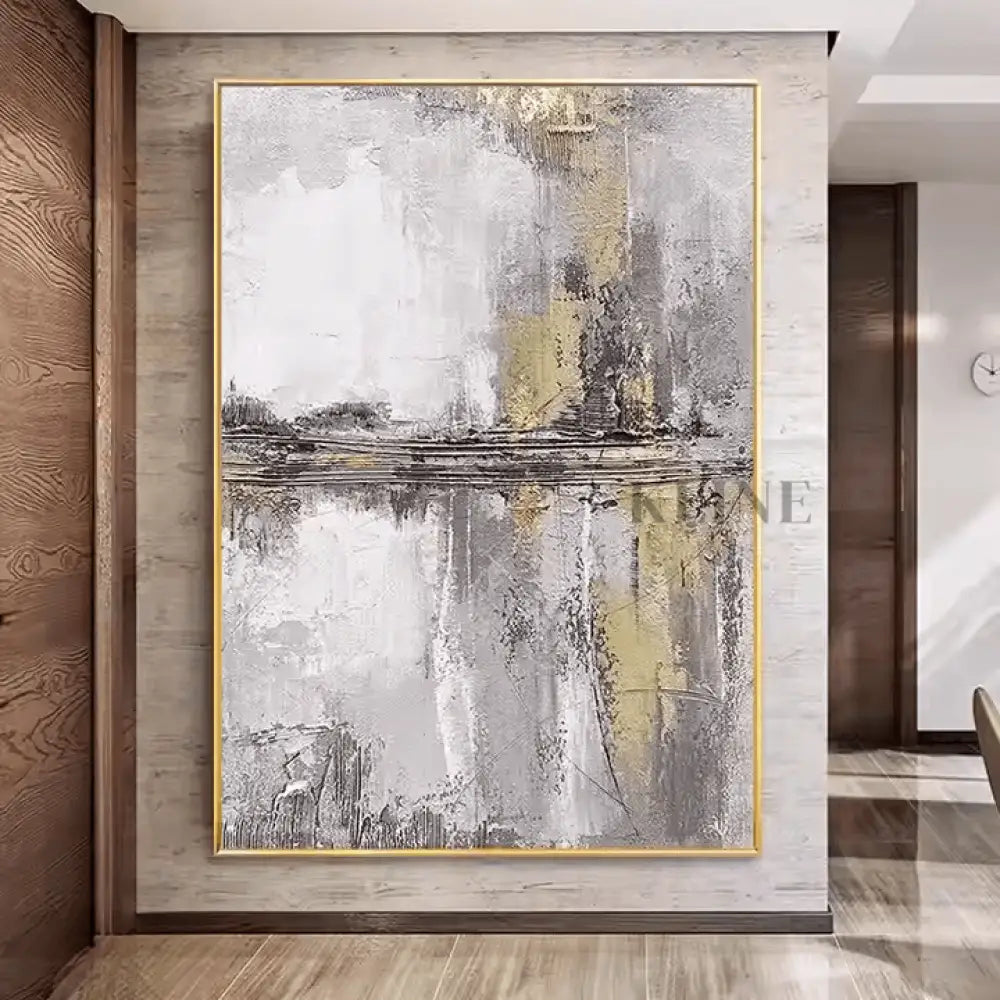 Abstract Gold and Grey - Hand Painting Large Wall Art