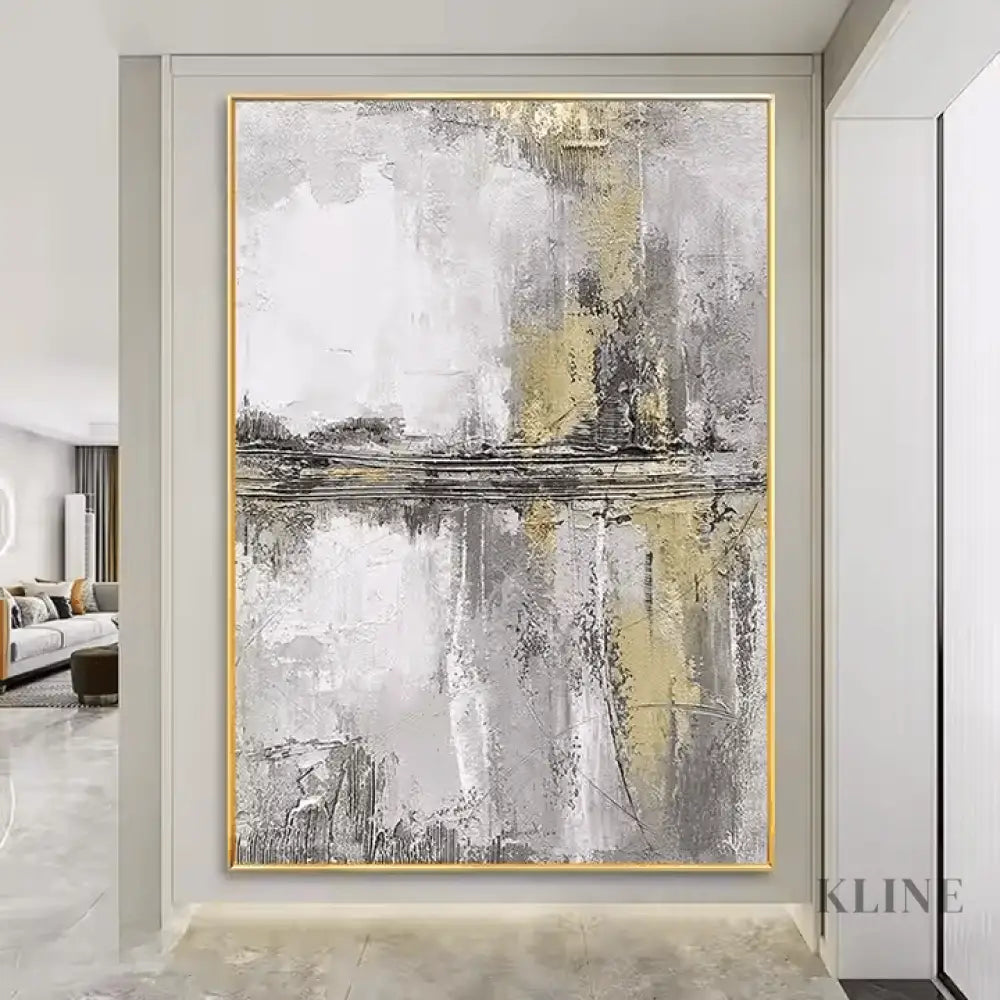 Abstract Gold and Grey - Hand Painting 