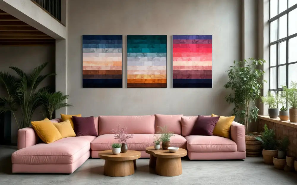 Abstract Landscape Triptych - Hand Painting