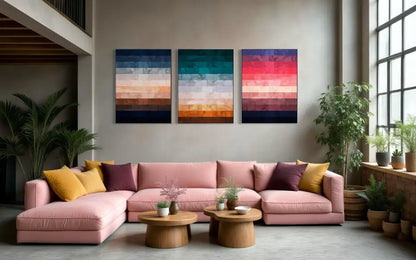 Abstract Landscape Triptych - Hand Painting