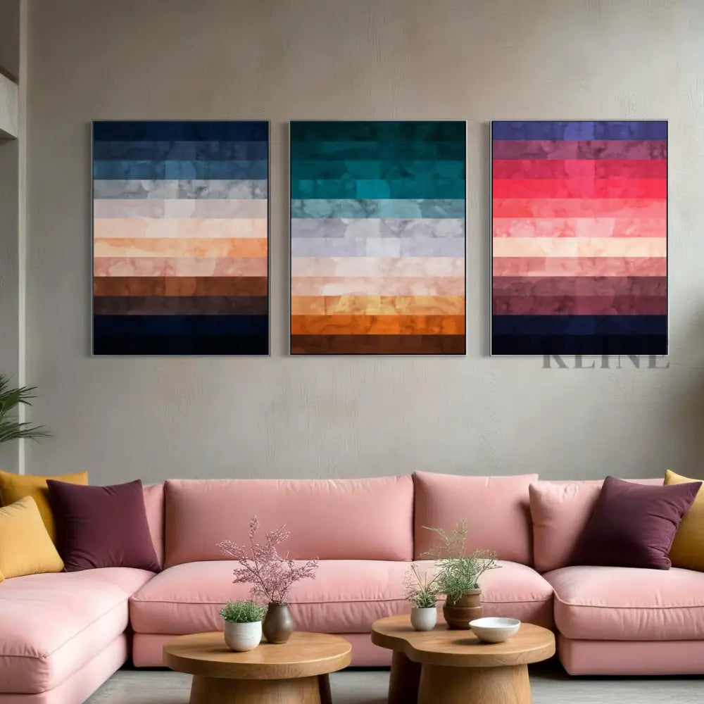 Abstract Landscape Triptych - Hand Painting 