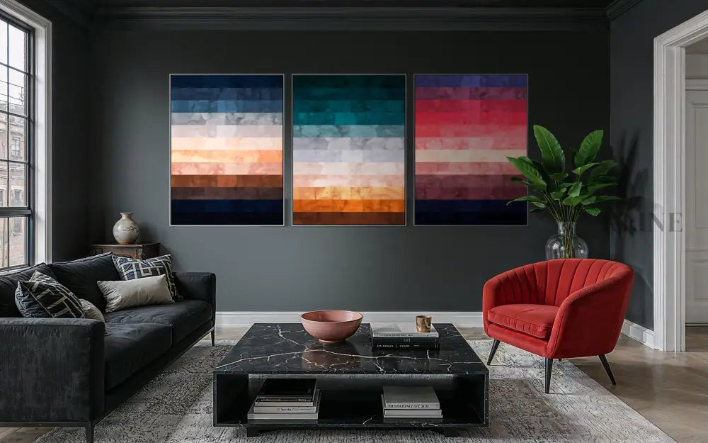 Abstract Landscape Triptych - Hand Painting 