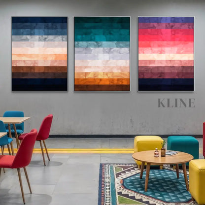 Abstract Landscape Triptych - Hand Painting