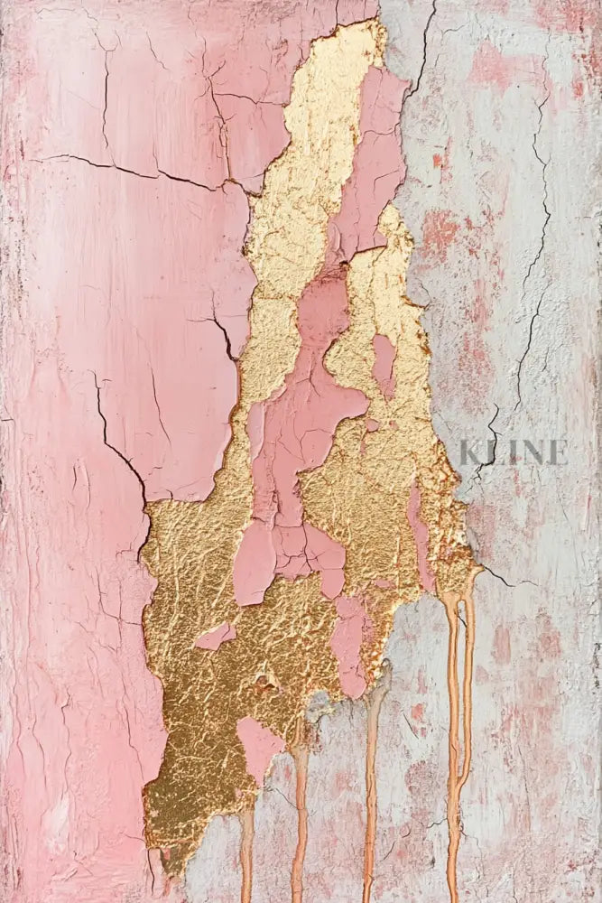 Abstract Pink and Gold Triptych - Hand Painting 