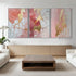 Abstract Pink and Gold Triptych - Hand Painting