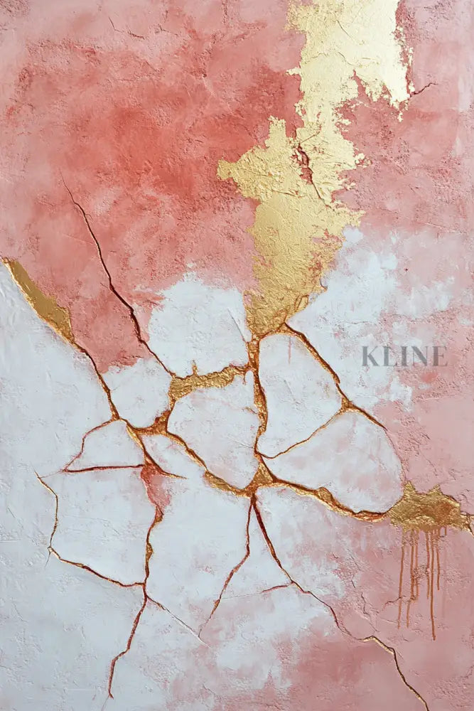 Abstract Pink and Gold Triptych - Hand Painting 