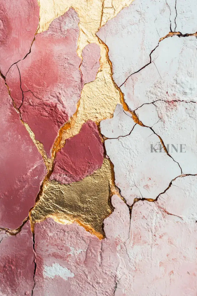Abstract Pink and Gold Triptych - Hand Painting
