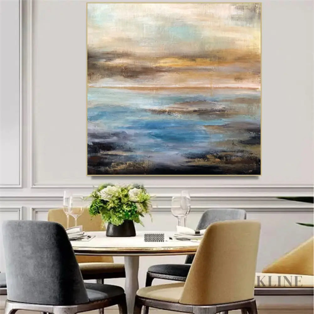 Abstract Sea and Sky - Hand Painting Arte y pinturas de pared cuadrada