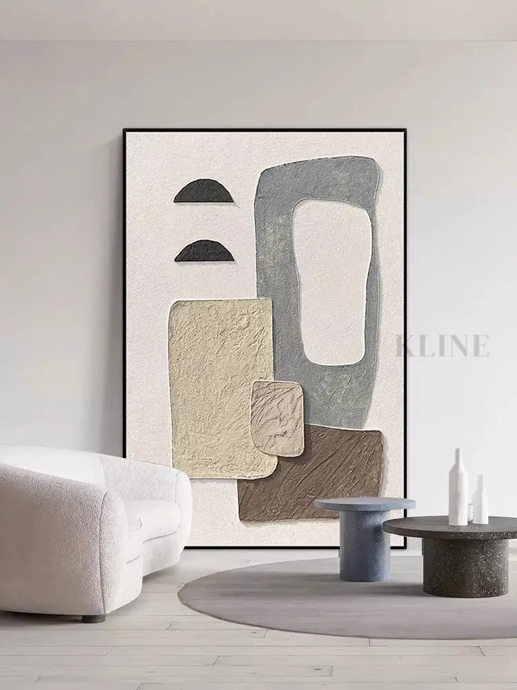 Abstract Style Textured Wall Art - Hand Painting Cream Wall Art