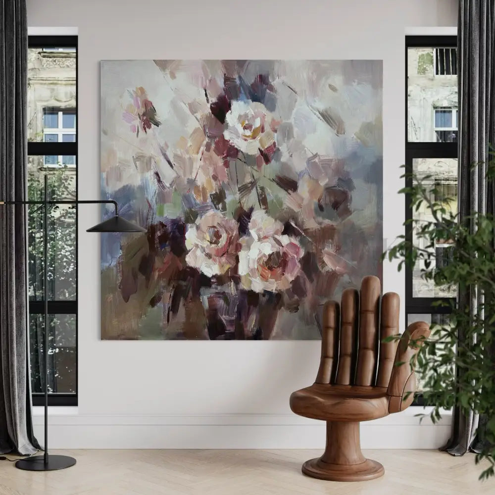 Amethyst Blooms - Hand Painting Rosa Wandkunst