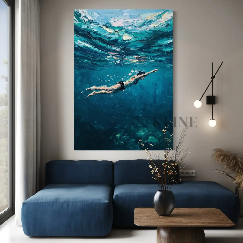 Aquatic Dreamscape - Hand Painting لوحات أصلية للبيع