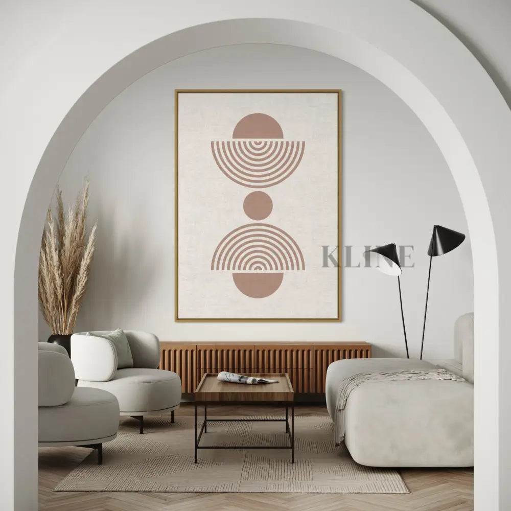Arch and Circle Abstract Beige - Hand Painting