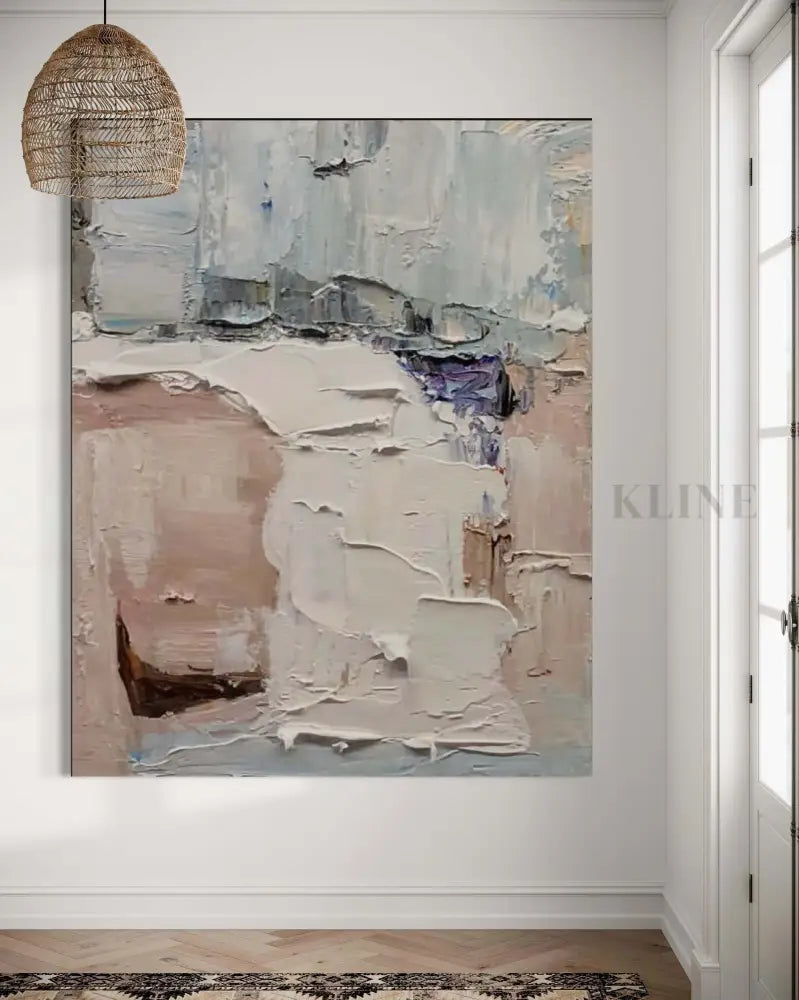 Hand-painted wall art by Kline Collective® in a cozy home setting, showcasing abstract textures and soothing colors. 