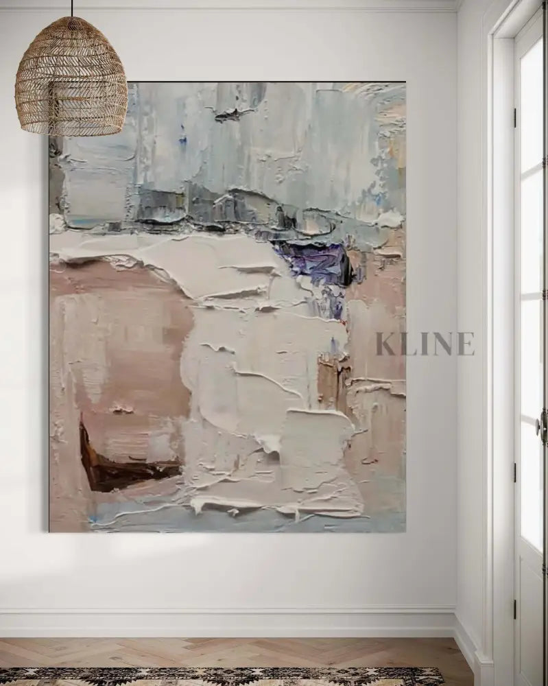 Hand-painted wall art by Kline Collective® in a cozy home setting, showcasing abstract textures and soothing colors.