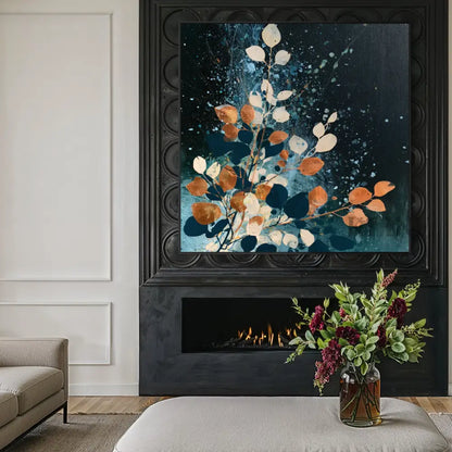 Autumn Leaves on Midnight Blue - Hand Painting