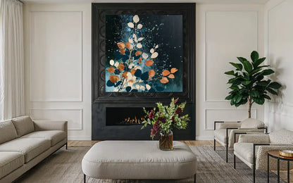 Autumn Leaves on Midnight Blue - Hand Painting