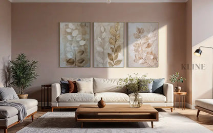 Autumn Leaves Triptych - Hand Painting