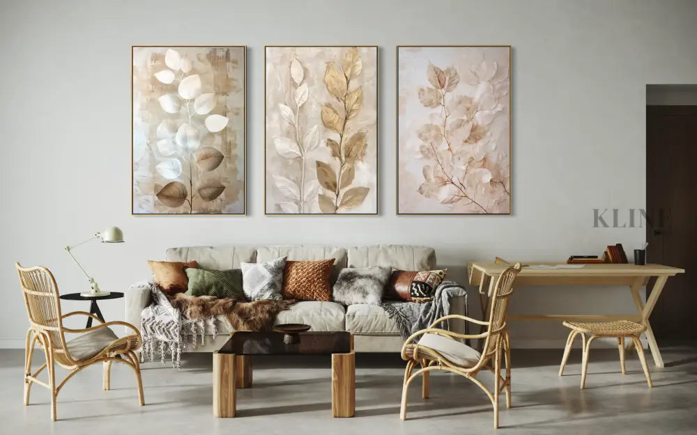 Autumn Leaves Triptych - Hand Painting