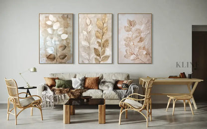 Autumn Leaves Triptych - Hand Painting
