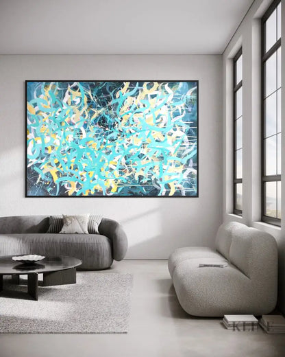 Azure and Sunlight Velocity - Hand Painting
