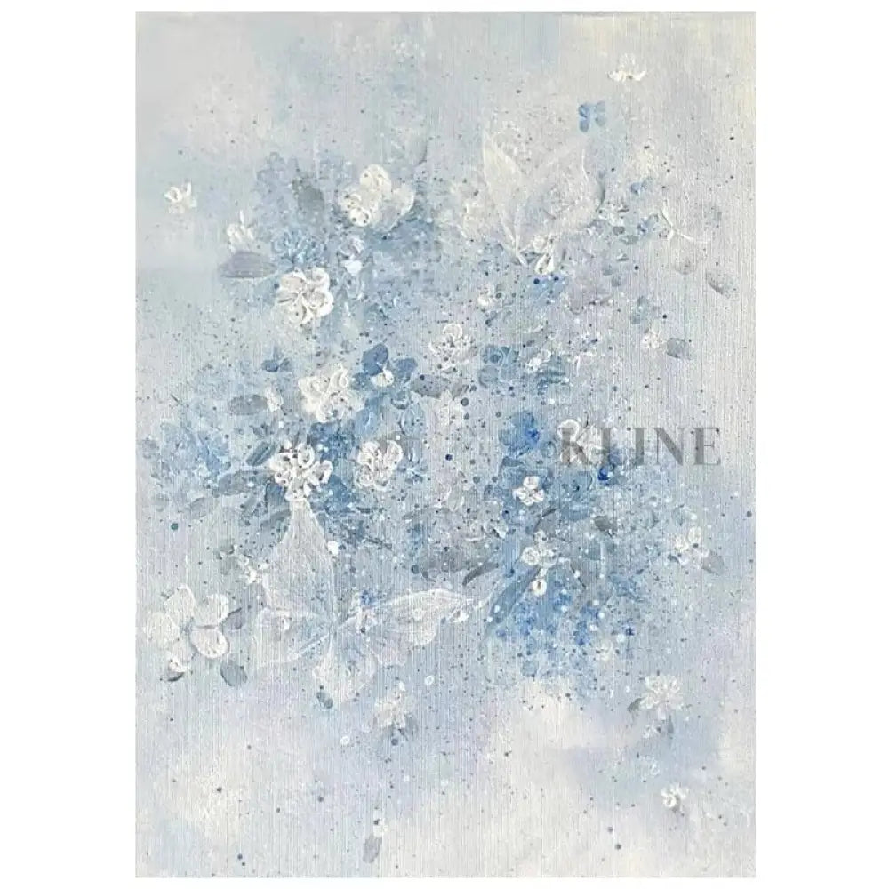 Azure Bloom Floral Painting - Hand Painting Vente du vendredi noir