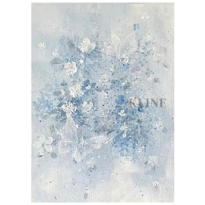 Azure Bloom Floral Painting - Hand Painting