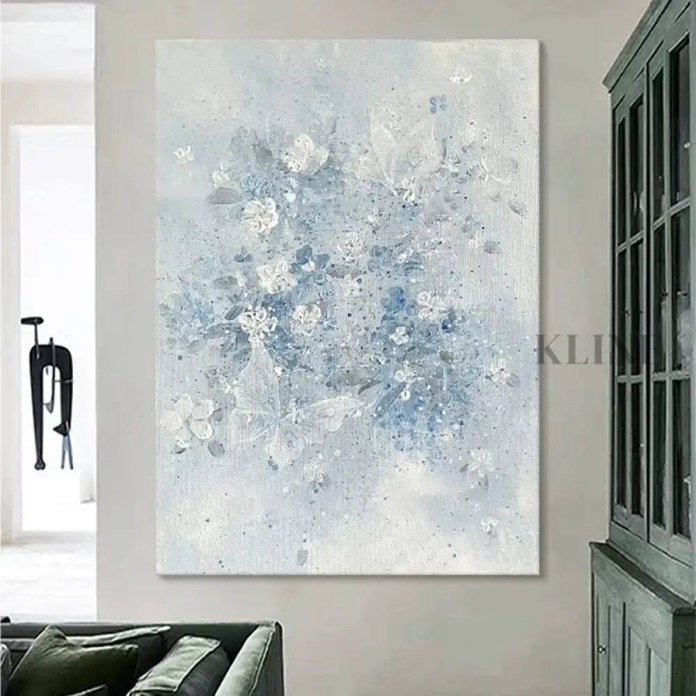 Azure Bloom Floral Painting - Hand Painting لوحات فنية ولوحات جدارية عمودية