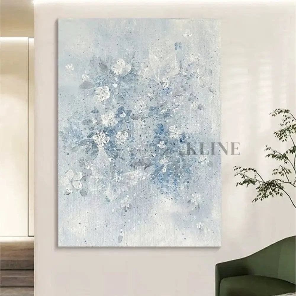 Azure Bloom Floral Painting - Hand Painting Vente du vendredi noir